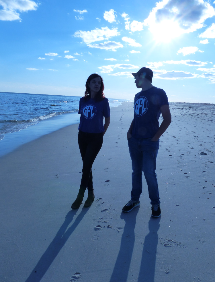 Man and woman wearing GFL shirts